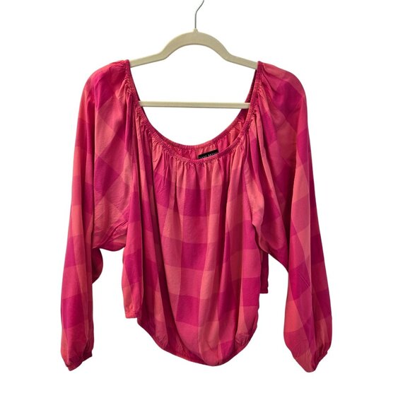 Lane Bryant Checked On or Off the Shoulder Crop Blouse Size 18/20 - Picture 1 of 6